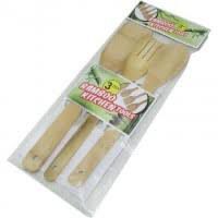 SET UTENCILLOS DE MADERA 30CM 3 UNIDADES X 1